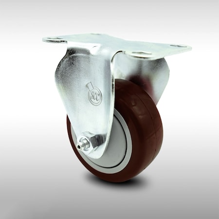 Service Caster 3 Inch SS Maroon Polyurethane Wheel Rigid Top Plate Caster SCC-SS20R314-PPUB-MRN